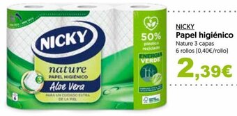 Hiper Usera Nicky Papel higiénico Nature 3 capas oferta