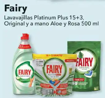 Clarel Fairy Lavavajillas Platinum Plus 15 + 3 Original y a mano Aloe y Rosa 500 ml oferta