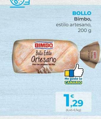 SPAR Gran Canaria Bollo Bimbo Estilo Artesano oferta