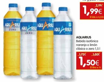 Dicost Aquarius Bebida isotónica naranja o limón clásica o zero 1,5 l oferta