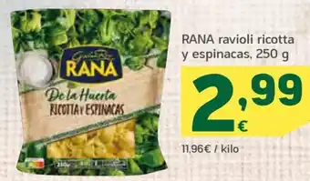 HiperDino Rana ravioli ricotta y espinacas, 250g oferta