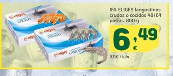 HiperDino Ifa Eliges langostinos crudos o cocidos 48/64 piezas, 800 g oferta