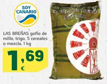 HiperDino Las Breñas gofio de millo, trigo, 5 cereales o mezcla, 1 kg oferta