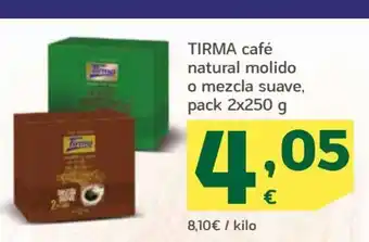 HiperDino Tirma Café natural molido o mezcla suave, pack 2x250 g oferta