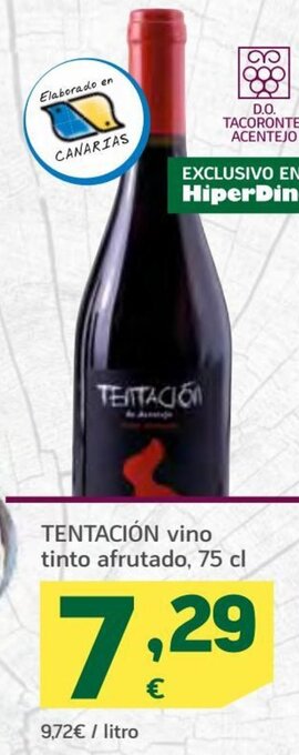 HiperDino Tentación vino tinto afrutado, 75 cl oferta