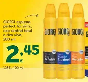 HiperDino Giorgi espuma perfect fix 24 h., rizo control total o rizo vivo, 200 ml oferta