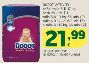 HiperDino Dodot Activity pañal talla 5 11-17 kg oferta
