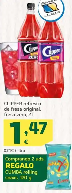 HiperDino Clipper refresco de fresa original, fresa zero, 2 l oferta