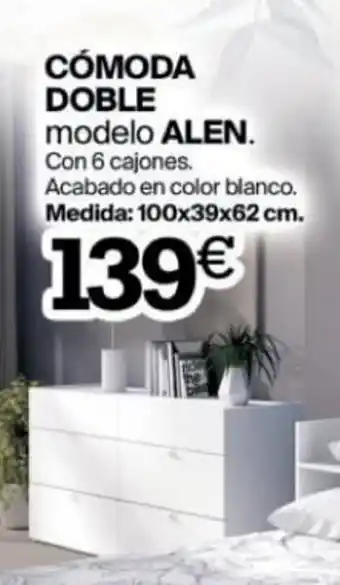 Tifón Hipermueble Cómoda Doble modelo Alen 100x39x62 cm oferta