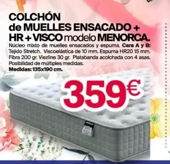 Tifón Hipermueble Colchón de Muelles Ensacado + HR + Visco modelo Menorca 135x190 cm oferta