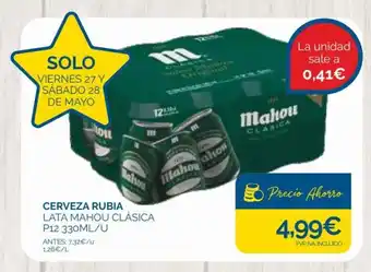 Cash Ecofamilia Cerveza Rubia Lata Mahou Clásica P12 330ml/u oferta
