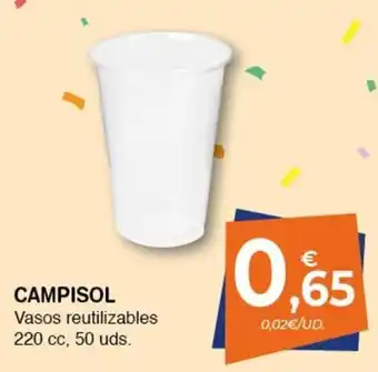 CashDiplo Campisol Vasos reutilizables 220 cc, 50 uds oferta