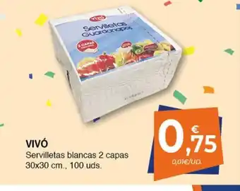 CashDiplo Vivó Servilletas blancas 2 capes 30x30 cm 100 uds oferta