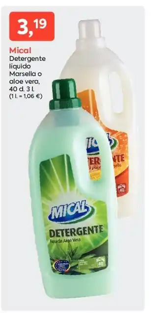 Suma Supermercados Mical Detergente liquido Marsella o aloe vera 40 cl 3 L oferta