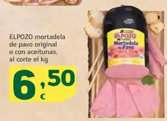 HiperDino Elpozo mortadela de pavo original o con aceitunas, al corte el kg oferta