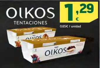 HiperDino Oikos tentaciones pack de 2 yogures oferta