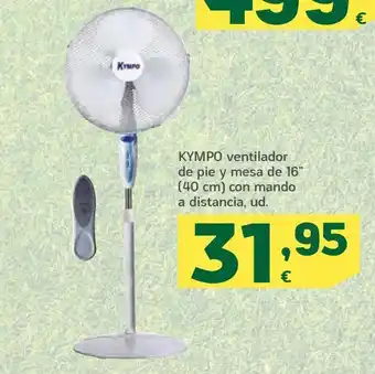 HiperDino Kympo ventilador de pie y mesa de 16" (40 cm) con mando a distancia, ud oferta