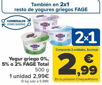 Carrefour Yogur griego 0% 5% o 2% fage total oferta