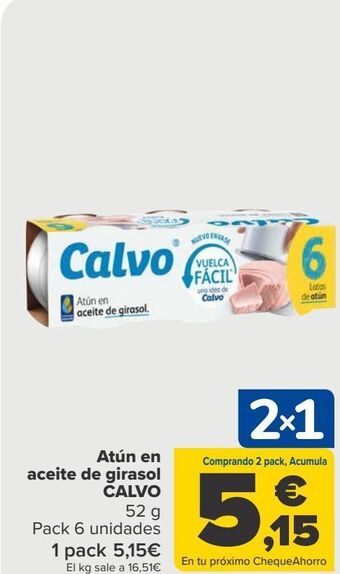 Carrefour Atún en aceite de girasol calvo oferta