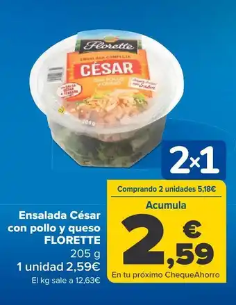 Carrefour Ensalada césar con pollo y queso florette oferta