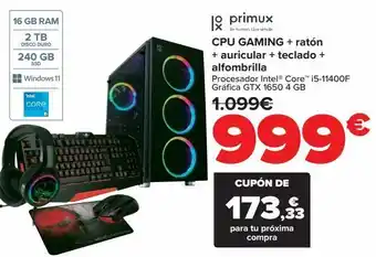 Carrefour Primux cpu gaming + ratón + auriculares + teclado + alfombrilla oferta