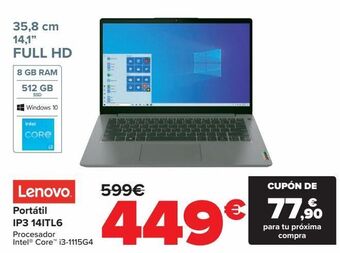 Carrefour Lenovo portátil ip3 14itl6 oferta