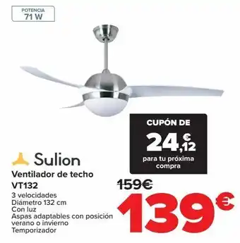 Carrefour Sulion ventilador de techo vt132 oferta