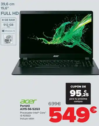 Carrefour Acer portátil a315-56-52q3 oferta