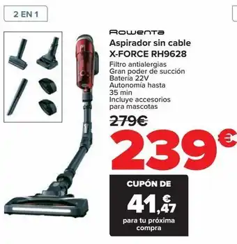 Carrefour Rowenta aspirador sin cable x-force rh9628 oferta