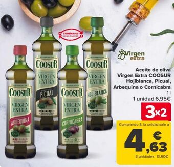 Carrefour Aceite de oliva virgen extra coosur hojiblanca, picual, arbequina o cornicabra oferta