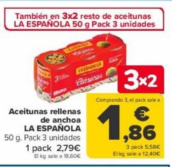 Carrefour Aceitunas rellenas de anchoa la española oferta