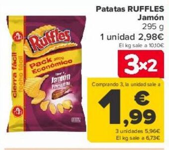 Carrefour Patatas ruffles jamón oferta