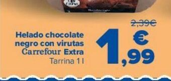 Helado chocolate negro con virutas carrefour extra, tarrina