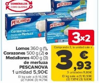 Carrefour Lomos, corazones, medallones de merluza pescanova oferta