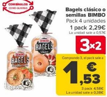 Carrefour Bagels clásico o semillas bimbo oferta