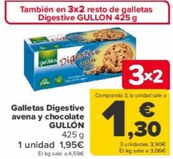 Carrefour Galletas digestive avena y chocolate gullón oferta