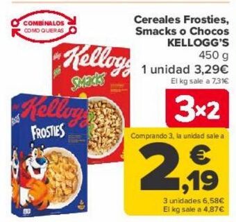 Carrefour Cereales frosties, smack o chocos kellogg's oferta