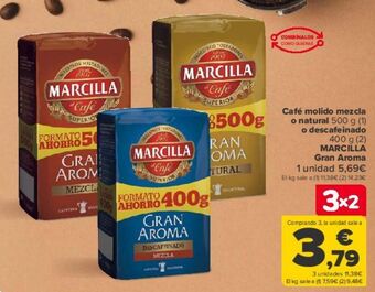 Carrefour Café molido mezcla o natural o descafeinado marcilla gran aroma oferta