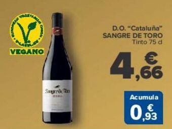 Carrefour D.o. ''cataluña'' sangre de toro tinto oferta