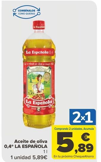 Carrefour Aceite de oliva 0,4º la española oferta