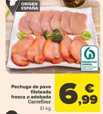 Carrefour Pechuga de pavo fileteada fresca o adobada carrefour oferta