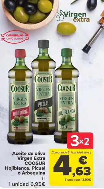 Carrefour Aceite de oliva virgen extra coosur hojiblanca, picual o arbequina oferta