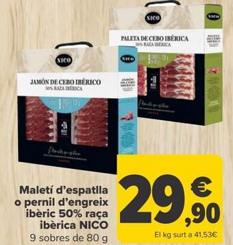Carrefour Maletín de paleta o jamón de cebo ibérico 50% raza ibérica nico oferta
