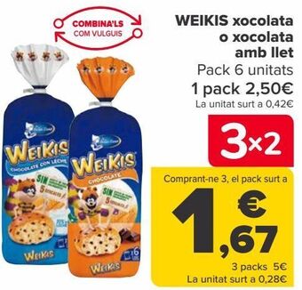 Carrefour Weikis chocolate o chocolate con leche oferta