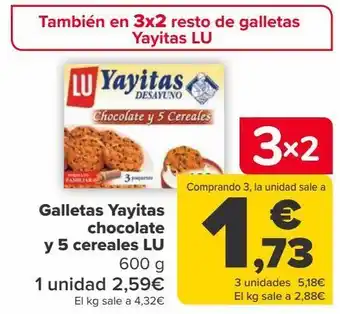 Carrefour Galletas yayitas chocolate y 5 cereales lu oferta