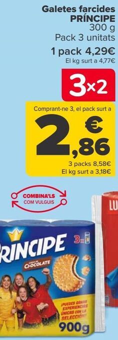 Carrefour Galletas rellenas príncipe oferta