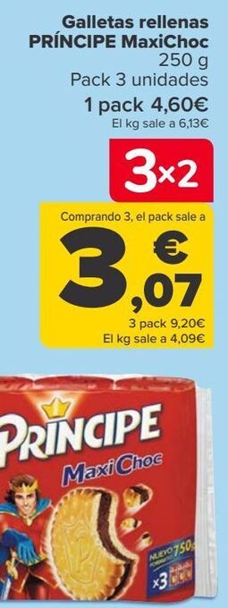 Carrefour Galletas rellenas príncipe maxichoc oferta