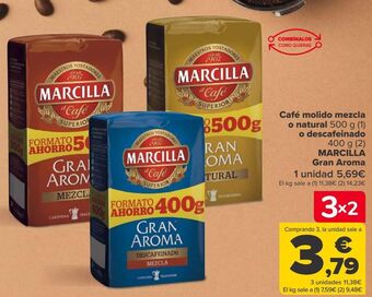 Carrefour Café molido mezcla o natural o descafeinado marcilla gran aroma oferta