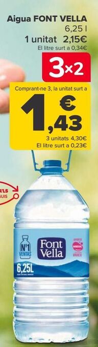 Carrefour Agua font vella oferta