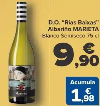 Carrefour D.o. ''rías baixas'' albariño marieta blanco semiseco oferta